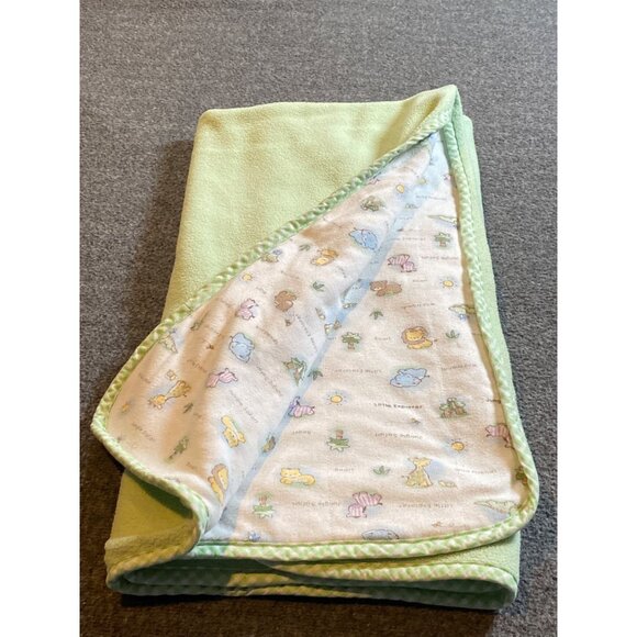 Koala Baby Blanket Green Safari Animal Friends Lovey Security Reversible - Picture 5 of 8